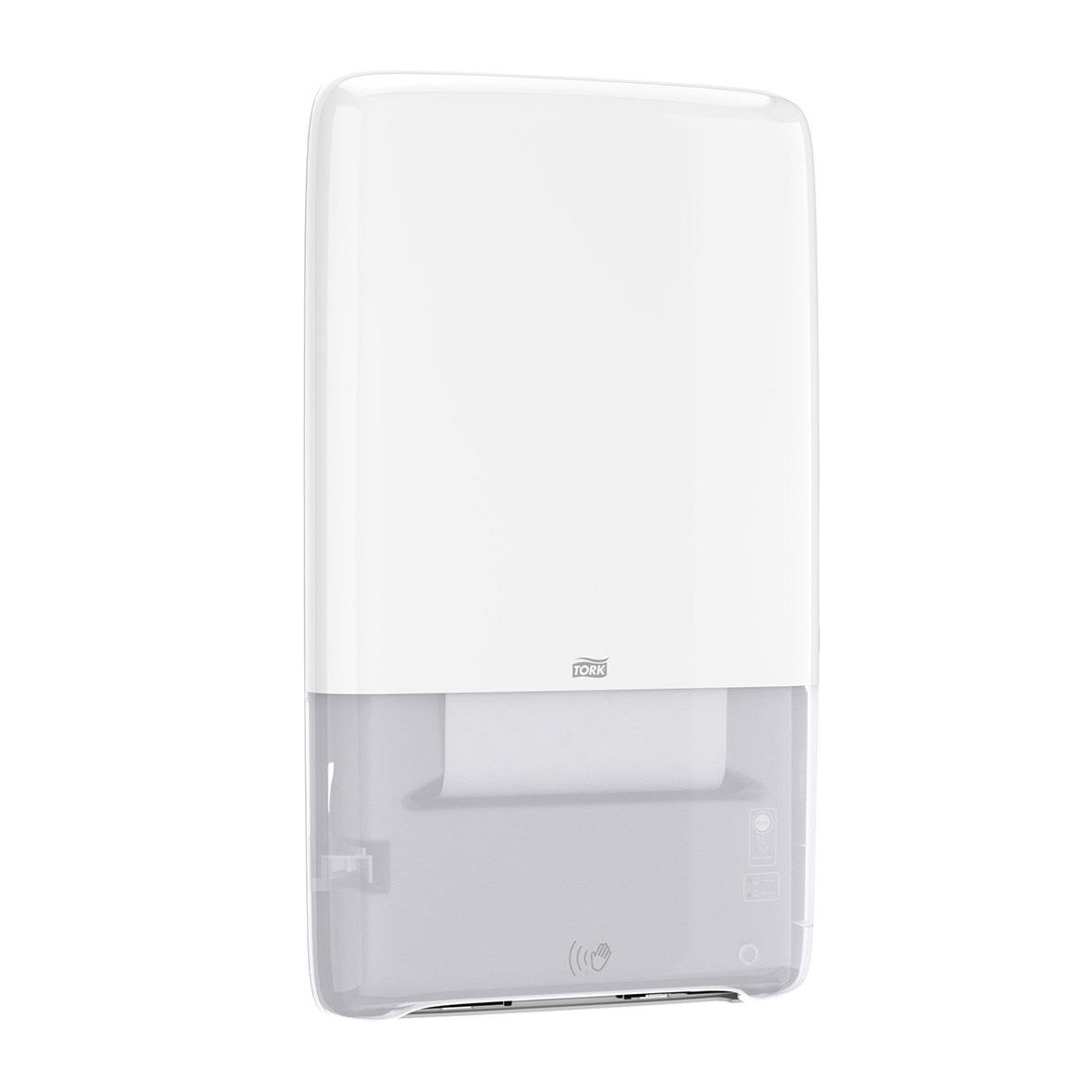 Automatiskt pappershanddukdispenser i vitt med PeakServe-teknik