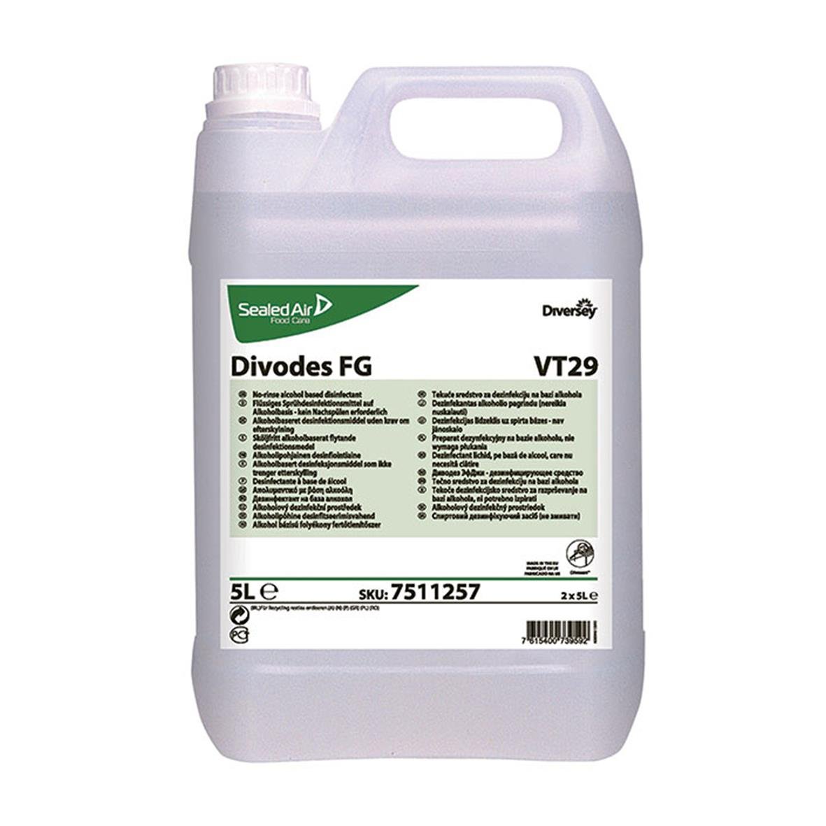Stor 5L flaska med Ytdesinfektion Diversey Divodes FG VT29 för desinfektion