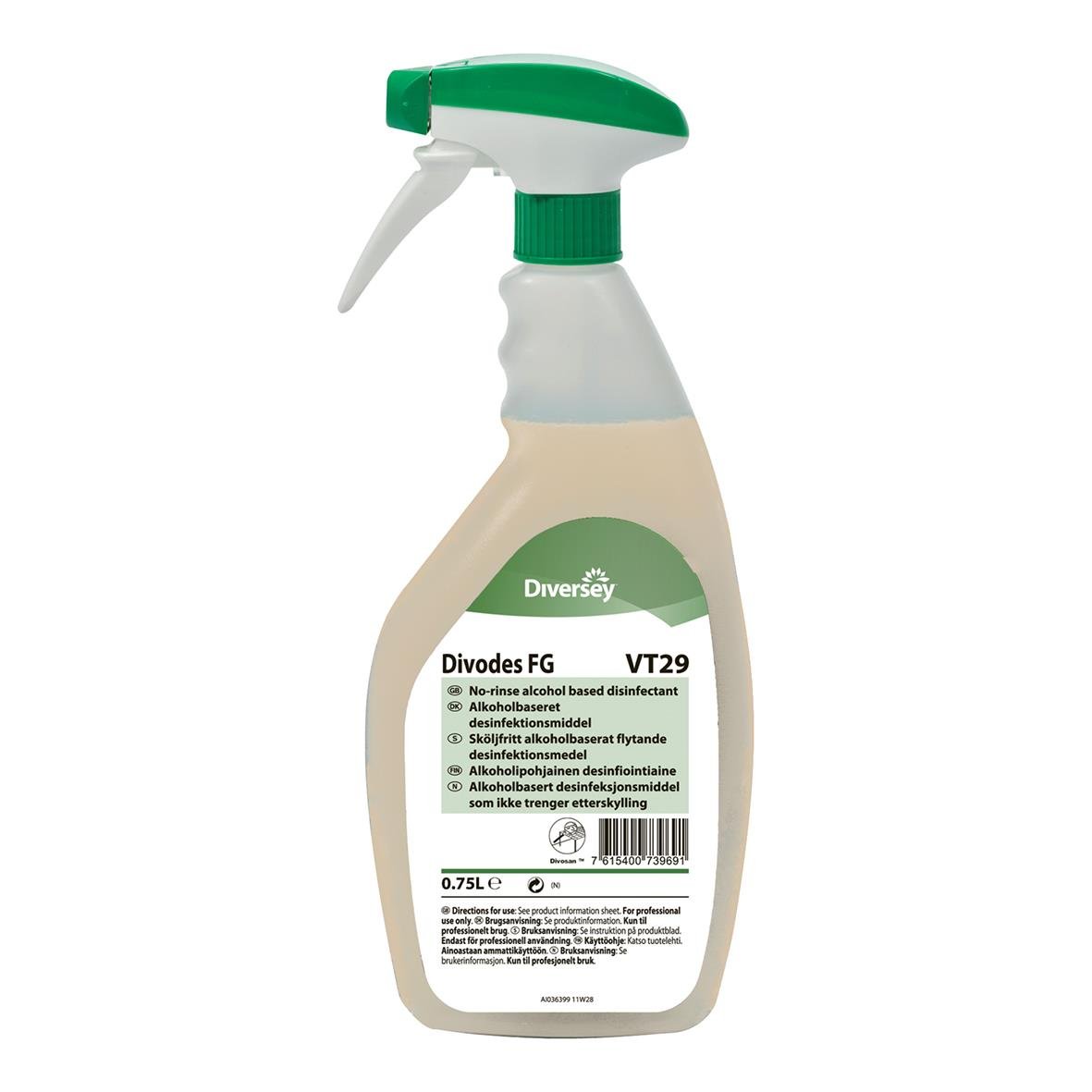 Sprayflaska med Desinfektionsmedel Diversy Divodes FG VT29 750ml