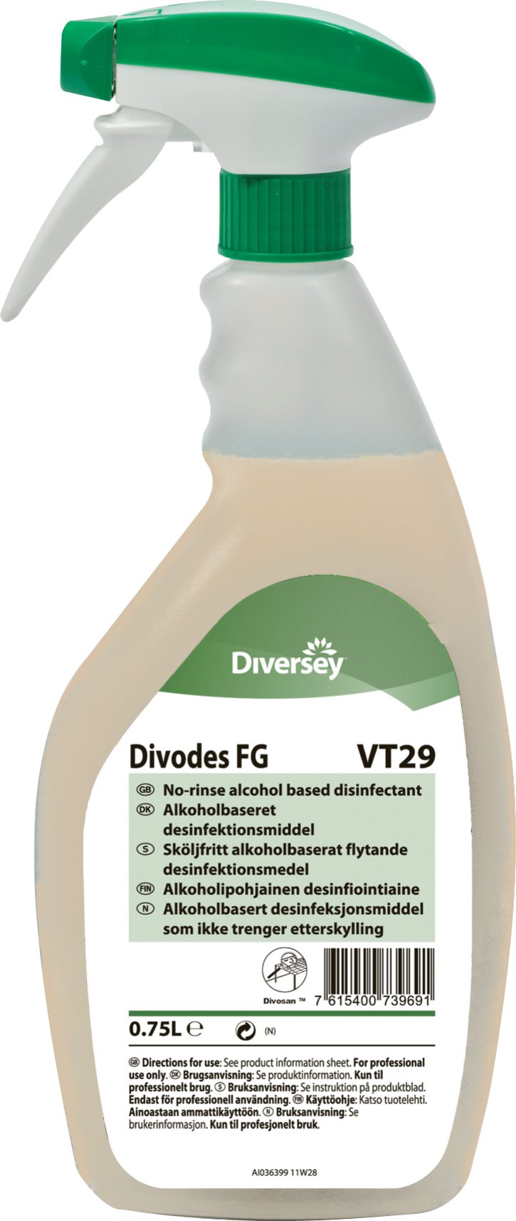 Sprayflaska med Desinfektionsmedel Diversy Divodes FG VT29 750ml