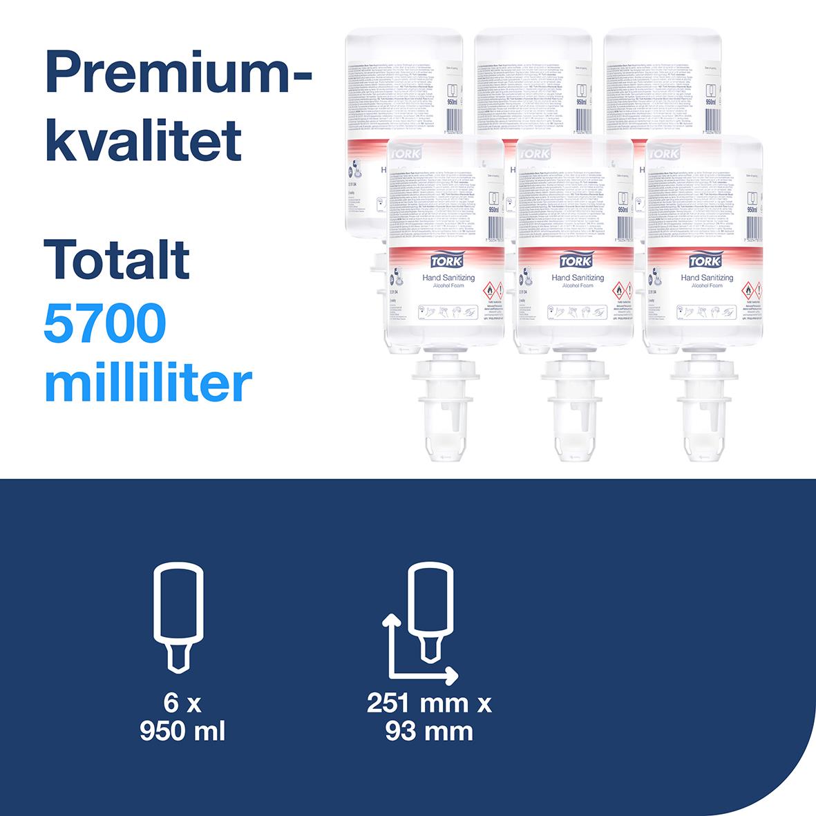 Handdesinfektion Tork S4 alkoholskum 75 950ml för hygien och hygienvård