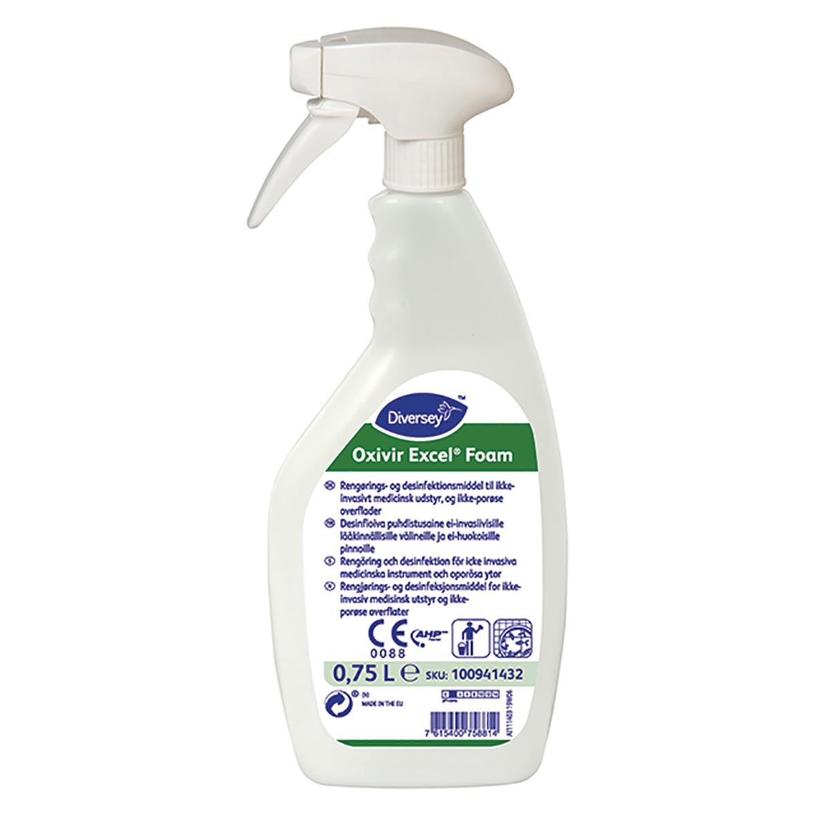 Diversey Oxivir Excel Foam Spray 750ml för desinfektion i sprayflaska