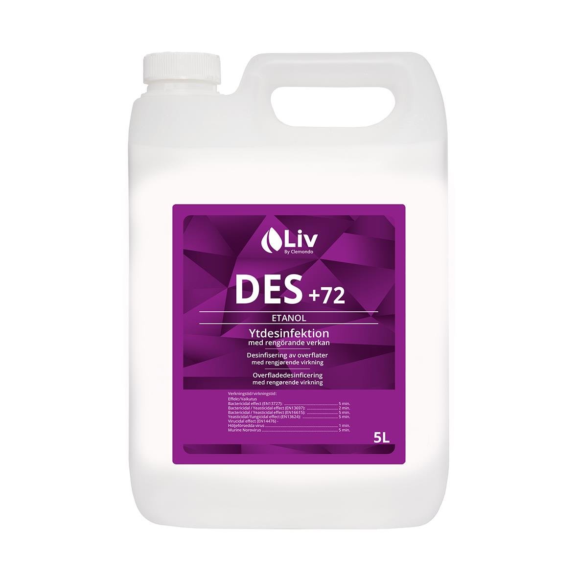 Liv Des +72 5L ytdesinfektion för vård och omsorg, lokalvård och livsmedelsindustri
