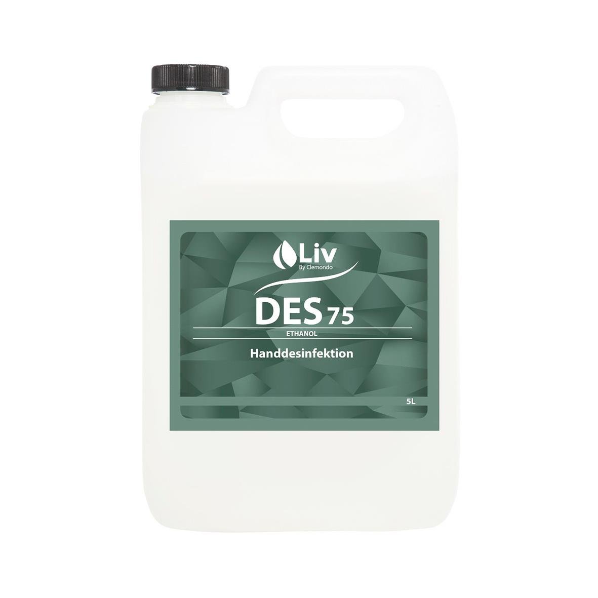 Stor 5L behållare med handdesinfektionsmedel Liv Des 75 för hygien