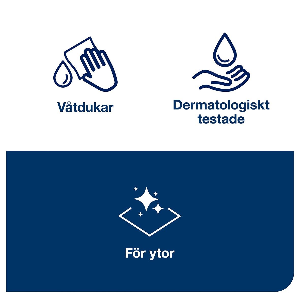 Ytdesinfektion Tork Servett för ytor, våtdukar och dermatologiskt testad