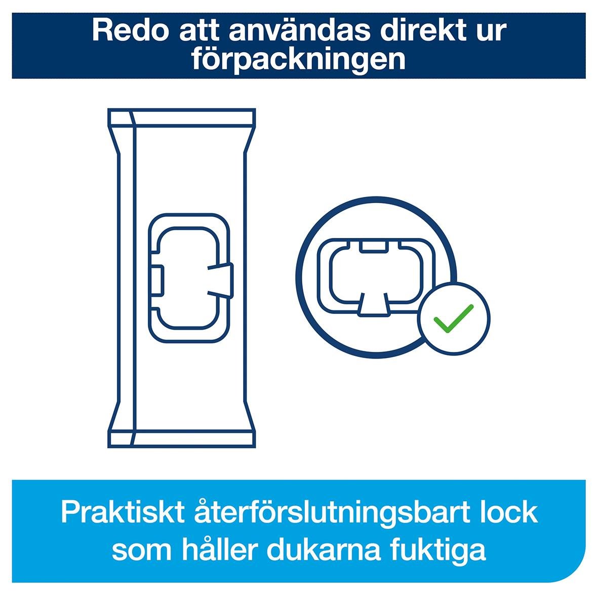 Ytdesinfektion Tork Servett med återförslutbar lock som håller fuktiga servetter
