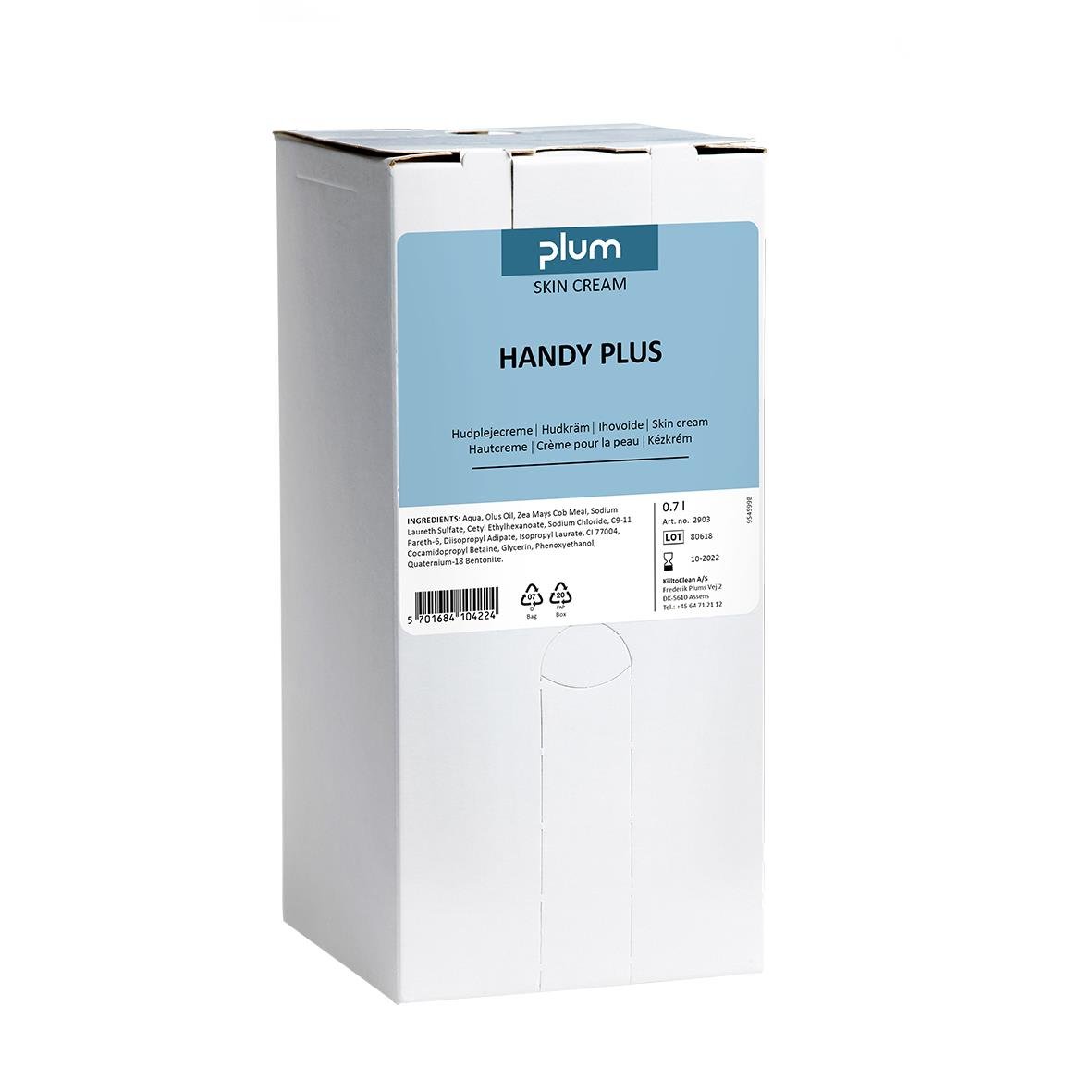 Stor kartong med Plum Handy Plus parfymerad hudkräm 700ml