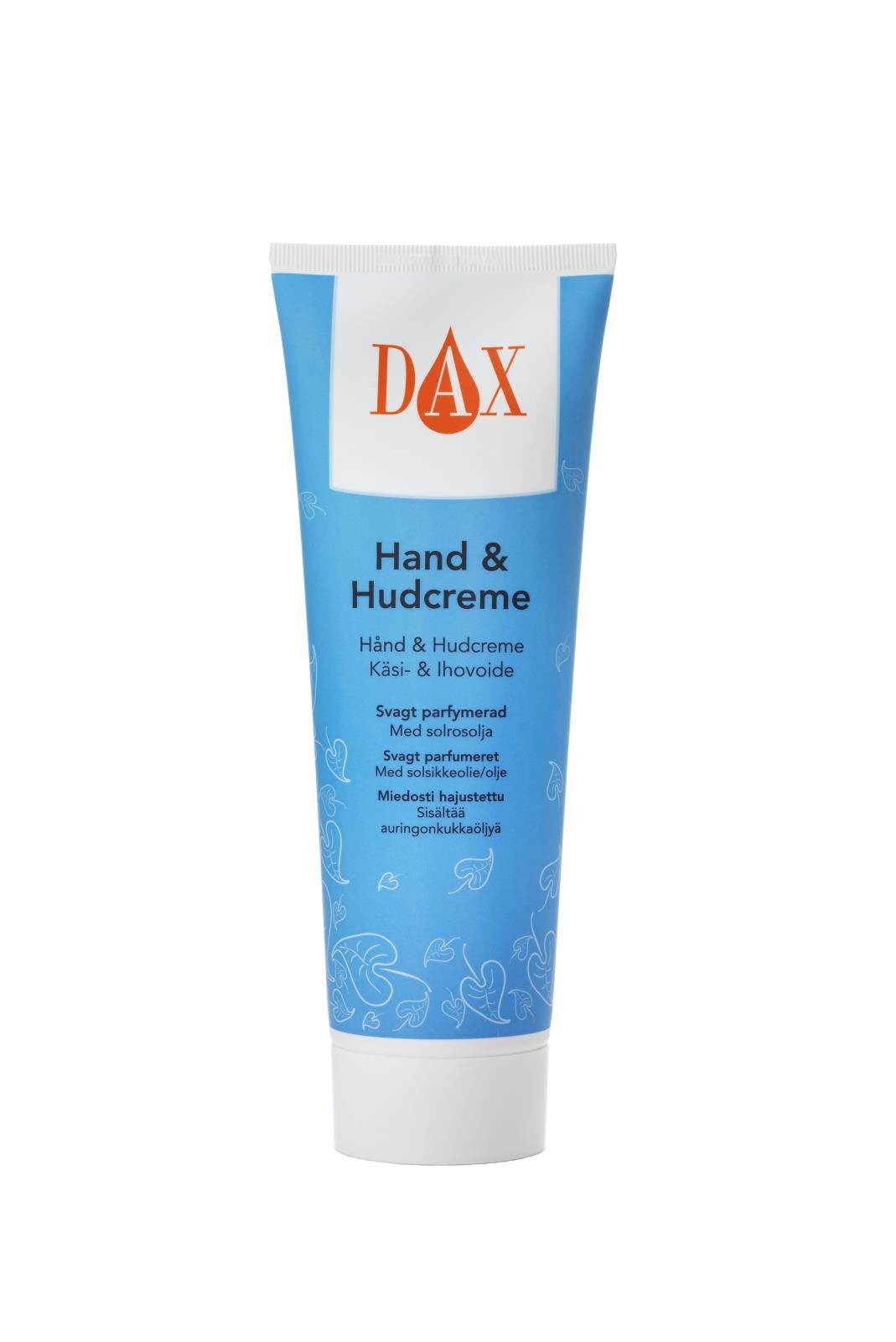 DAX Hand & Hudcreme i blå och vit tub med orange DAX-logga, 125 ml