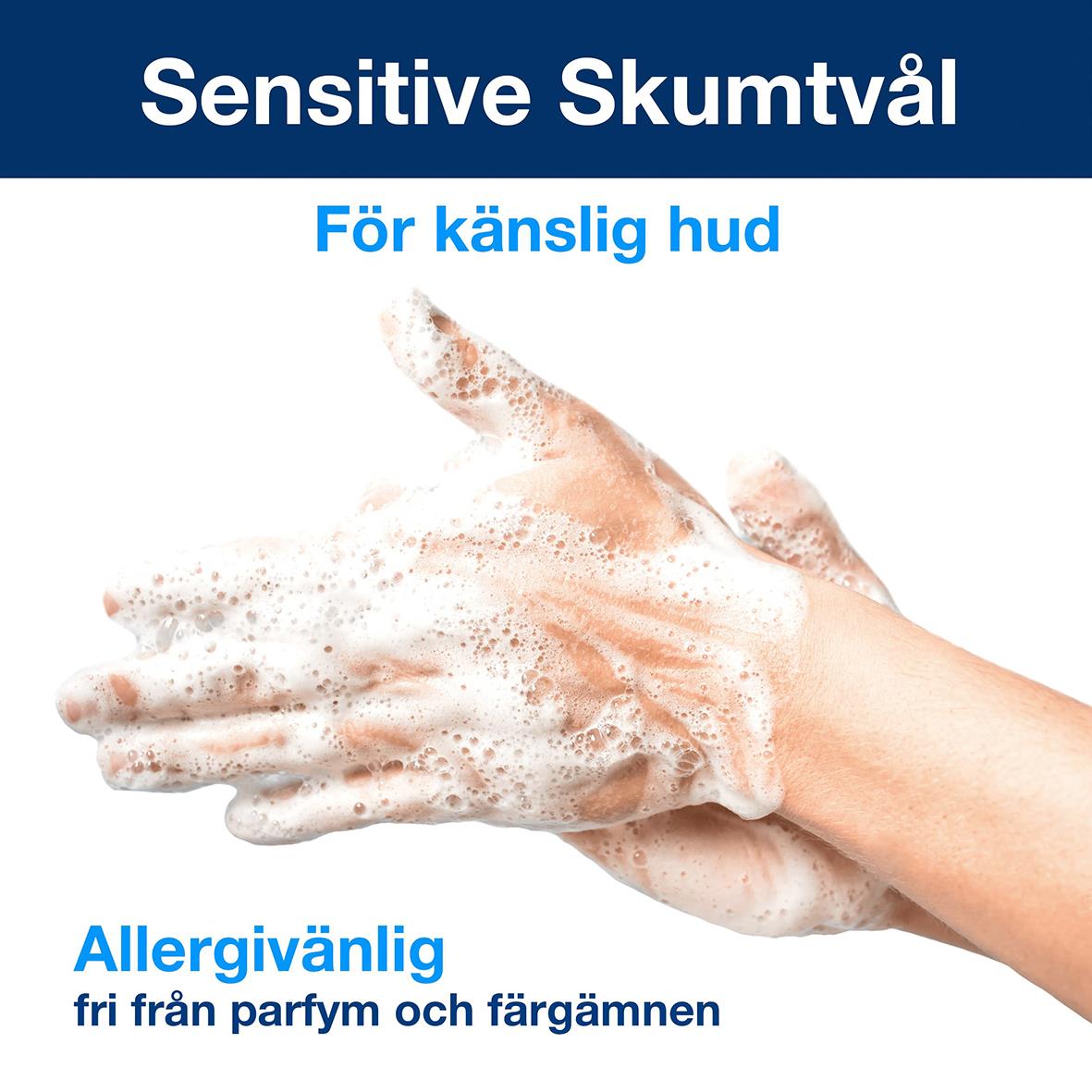 Skumtvål för känslig hud, allergivänlig, fri från parfym och färgämnen, 1 liter