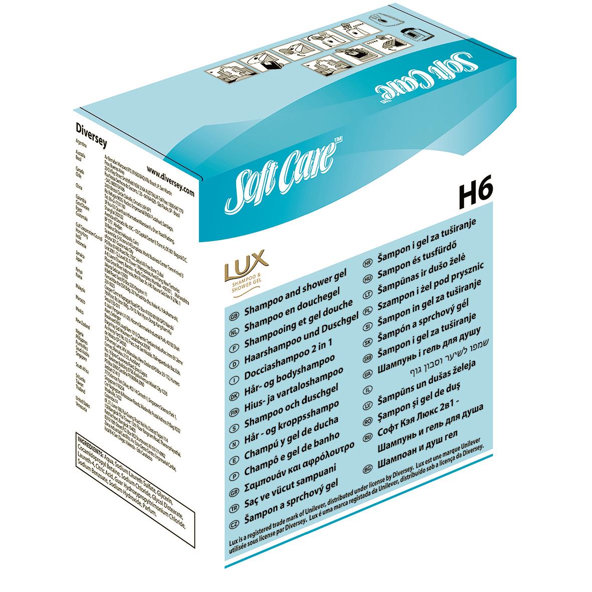 Lux Soft Care 2in1 schampo och duschgel i blått förpackning