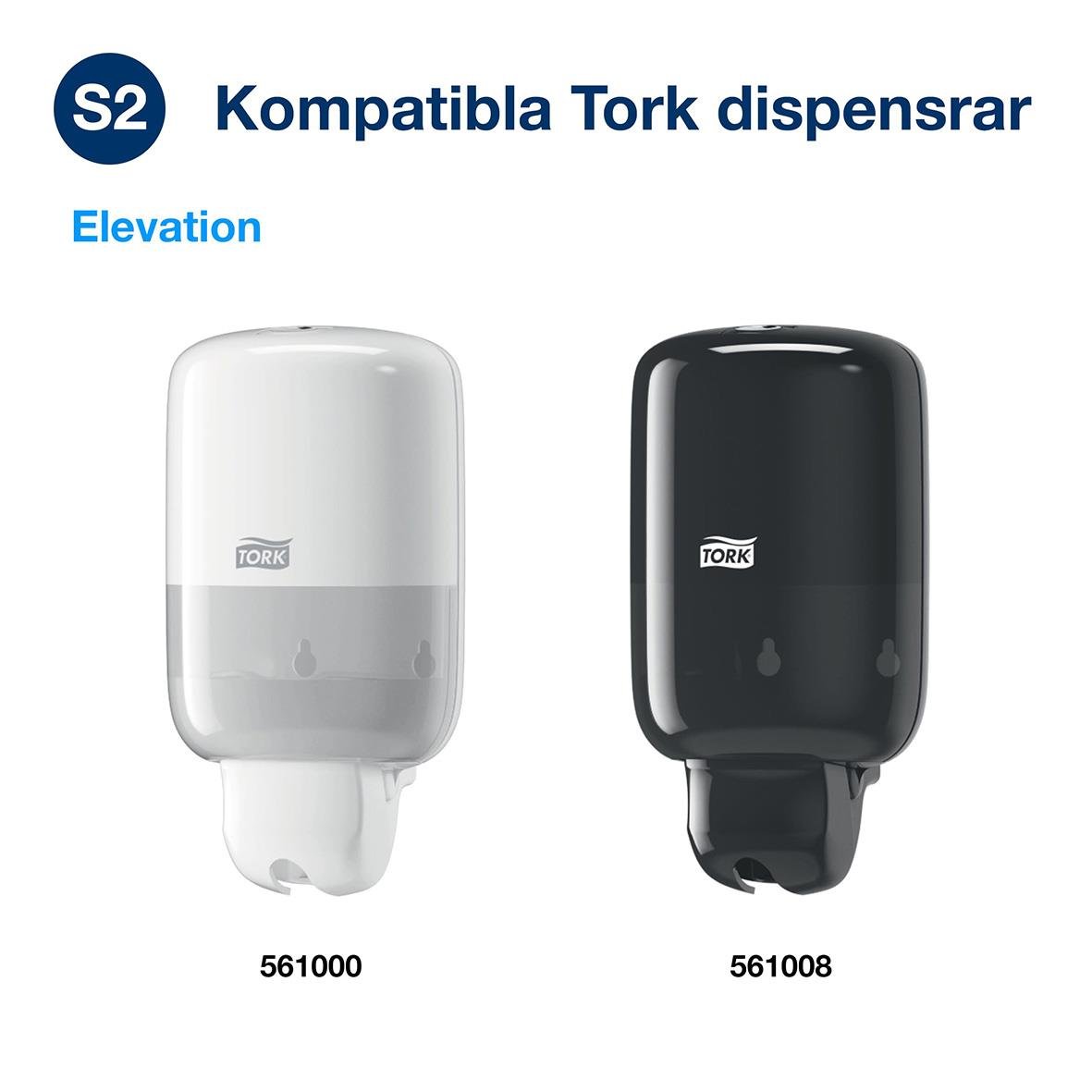 Tvål dispenser i vitt och svart för flytande tvål, kompatibel med Tork S2