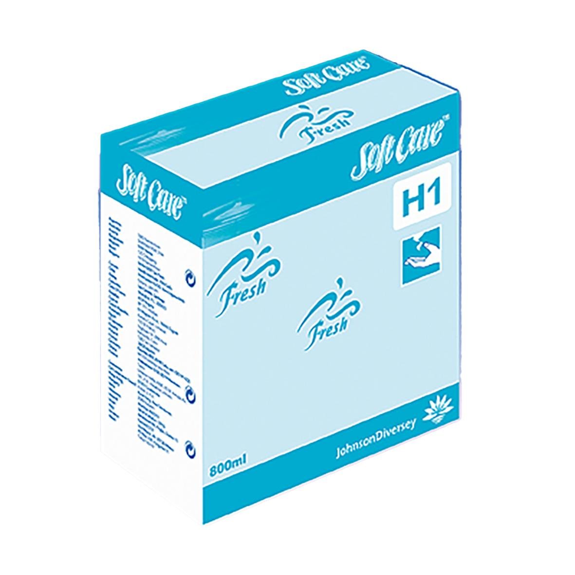 Flytande tvål Diversey Soft Care H1 Line Fresh 800ml i blå och vit förpackning