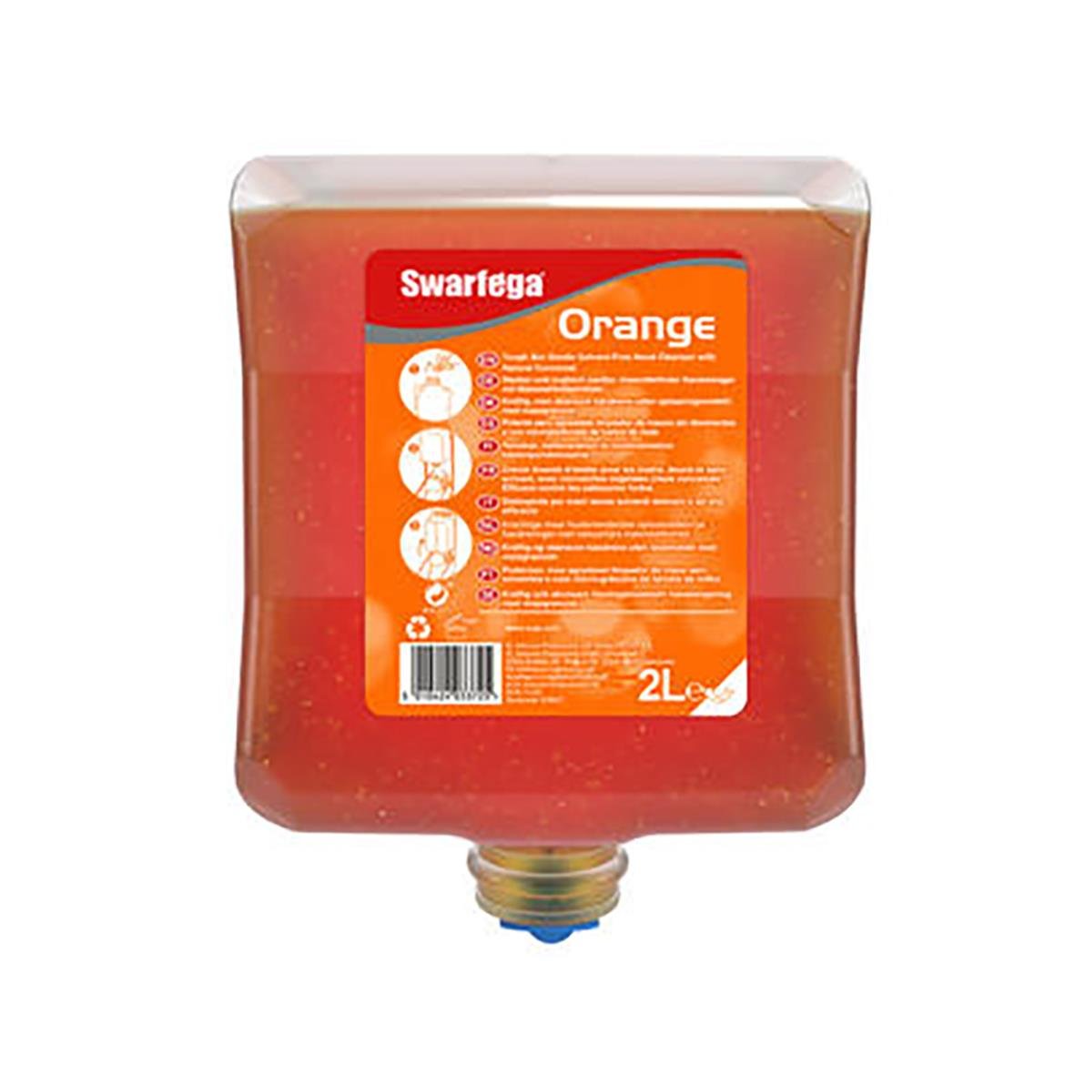 Handrent Swarfega Orange 2L i plastflaska med orange färg och etikett