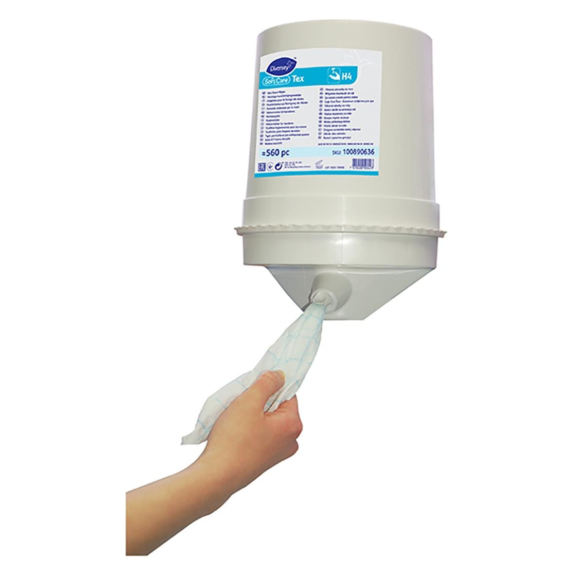 Våtservetter från Diversey Soft Care Tex H4 i dispenser