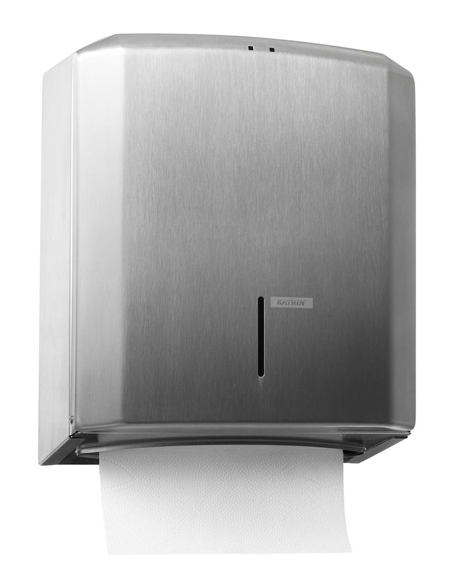 Stilrent metallskåp för pappershanddukar Katrin Towel M i rostfritt stål