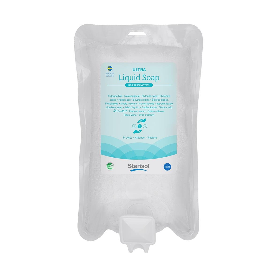 Flytande tvål Sterisol Ultra parfymfri 375ml i påse
