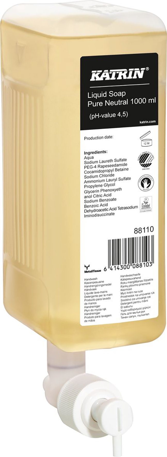Flytande Katrin Pure Neutral 1L flytande tvål i pumpflaska