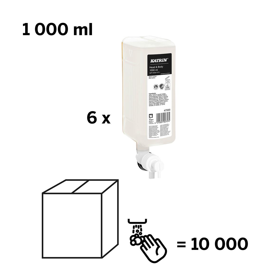 Flytande Katrin Pure Neutral tvål 1L, 6-pack, 10000 ml totalt