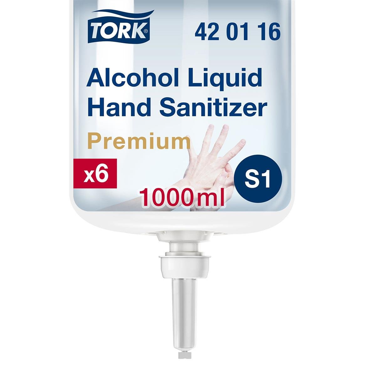 Flytande handdesinfektion från Tork S1, 1L, alkoholbaserad, premium, 6-pack