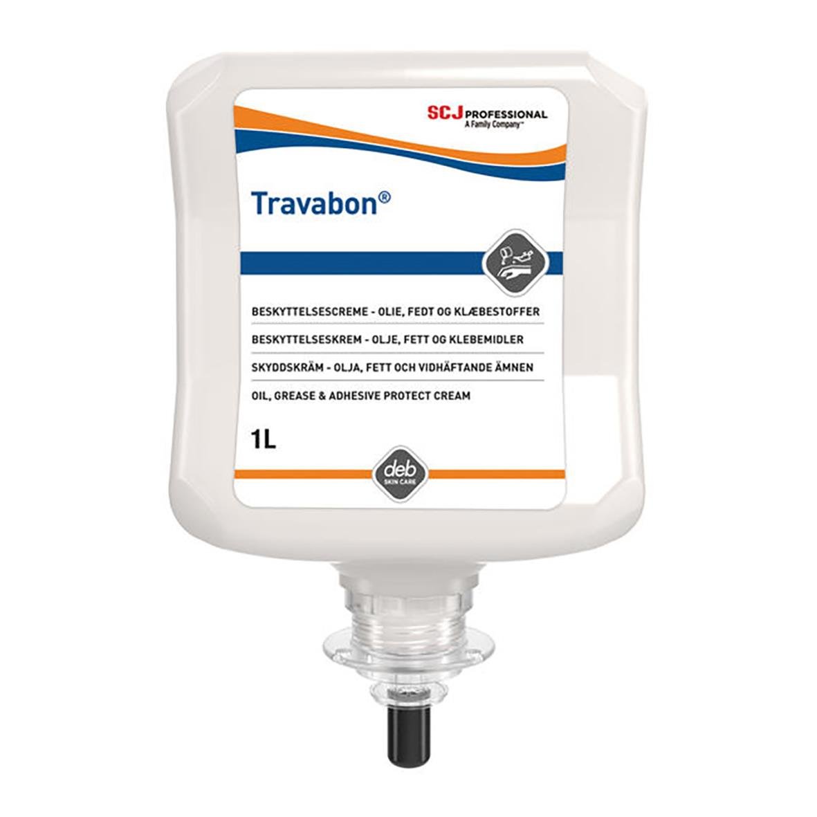 Hudskyddskräm i pumpflaska för olja fett och klädesstoffer 1L