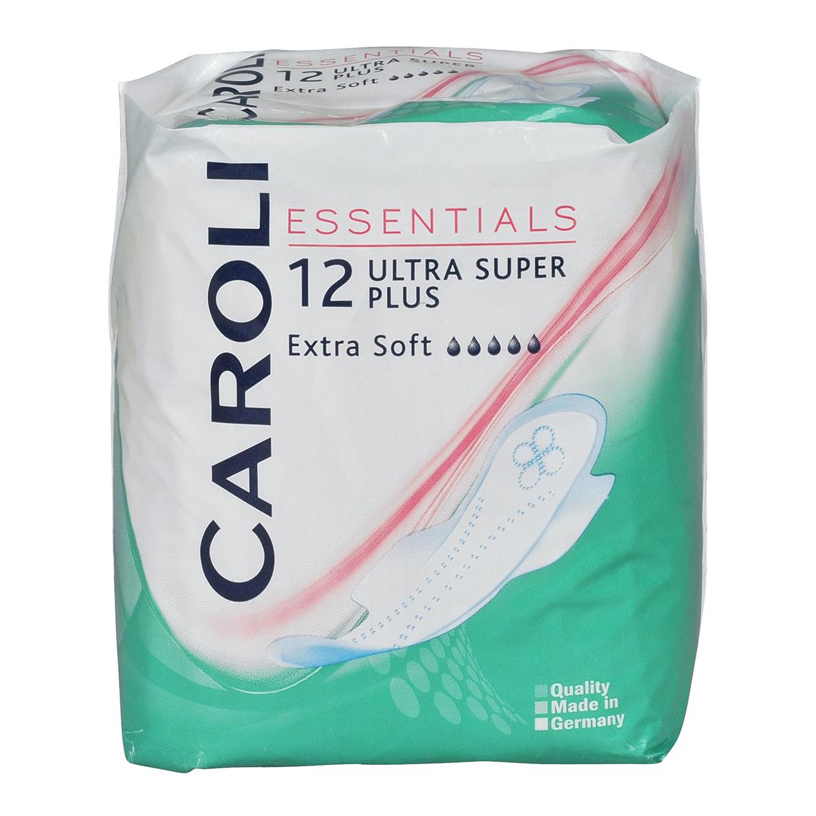Trosskydd Caroli Ultra Super Plus Night med vingar, 12 stycken, extra mjuk och absorberande