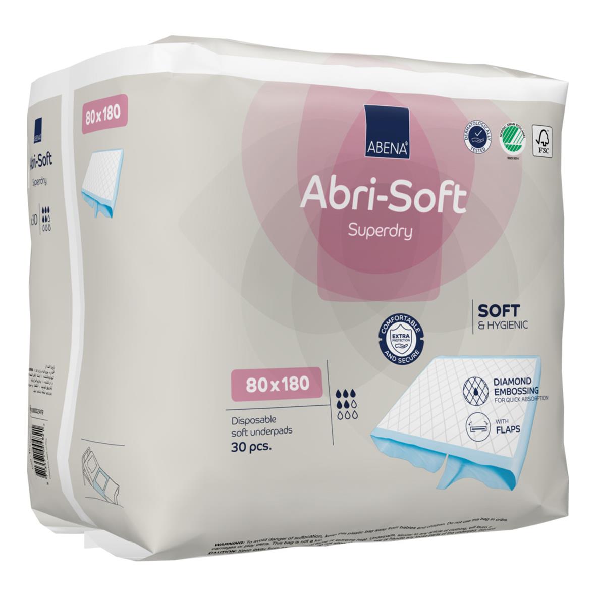 Förpackning med 30 engångsunderlägg Abena Abri-Soft Superdry 180x80cm