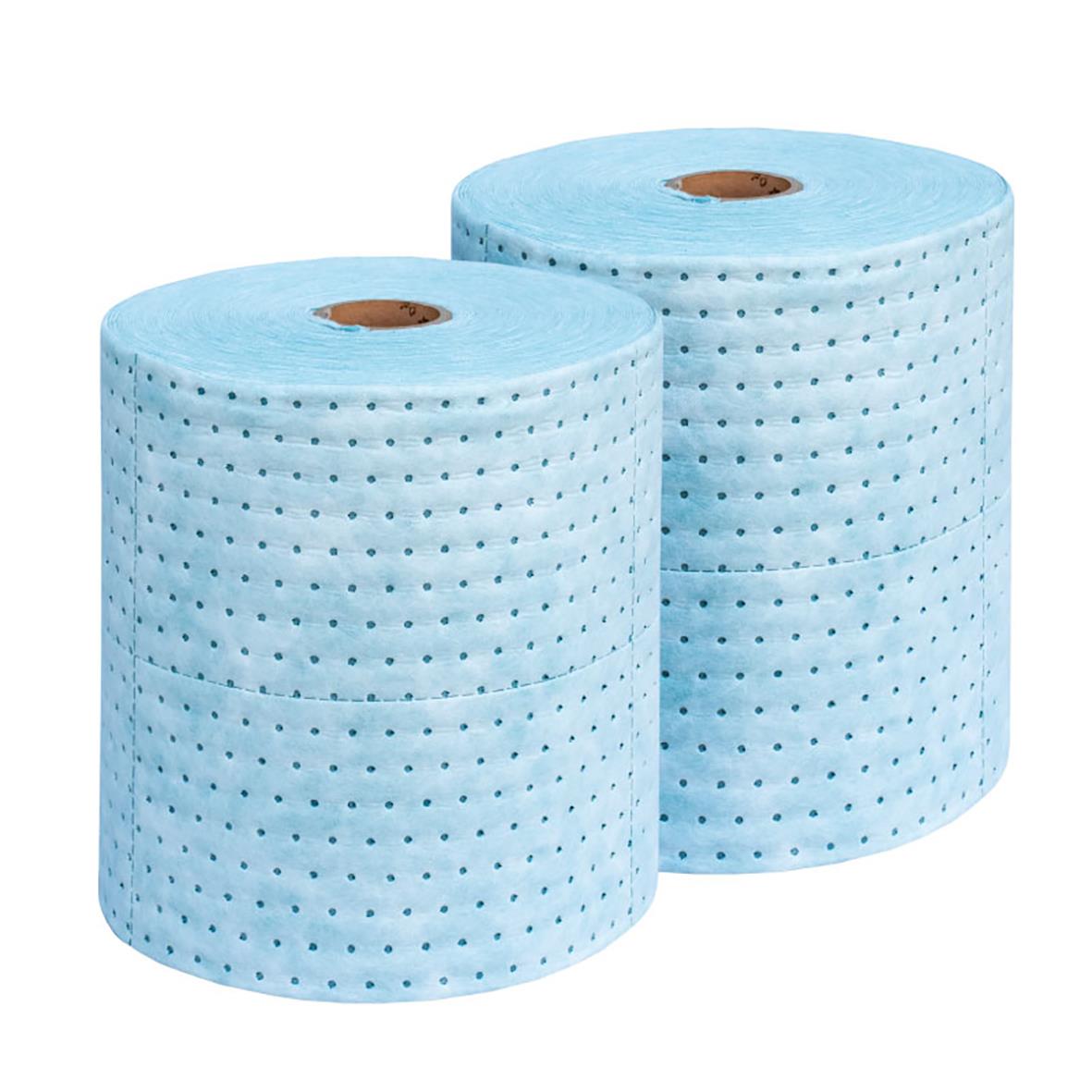 Två rullar med blå absorberande oljefiltermaterial, 390mm x 50m