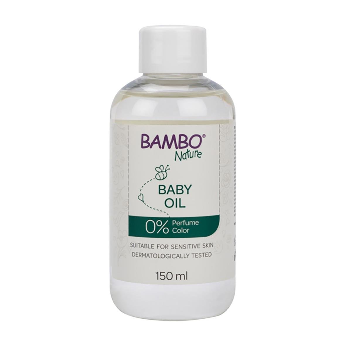 Bambo Nature babyolja parfymfri 150ml, för känslig hud, 0% färg