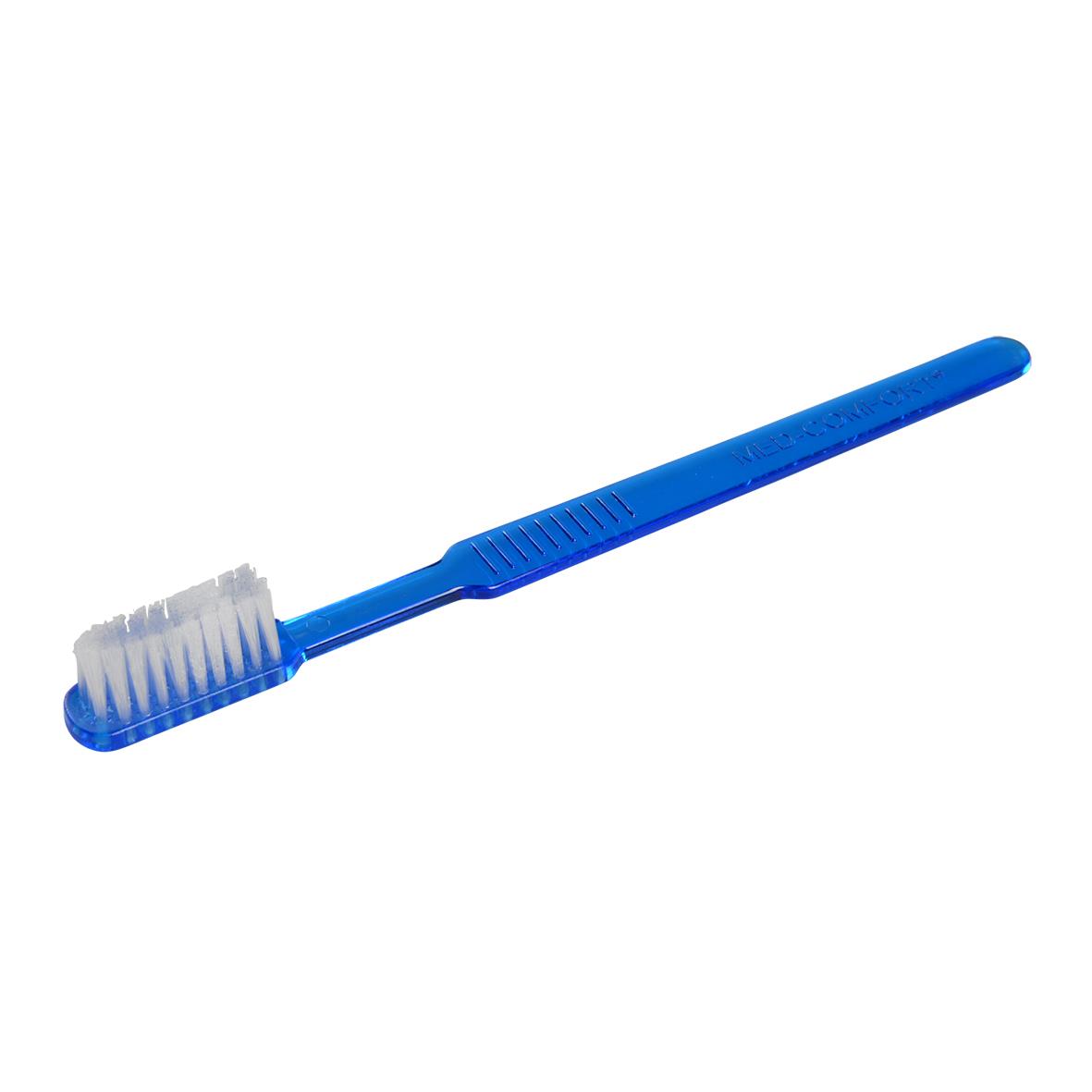 Blå engångstandborste med pasta för enkel användning