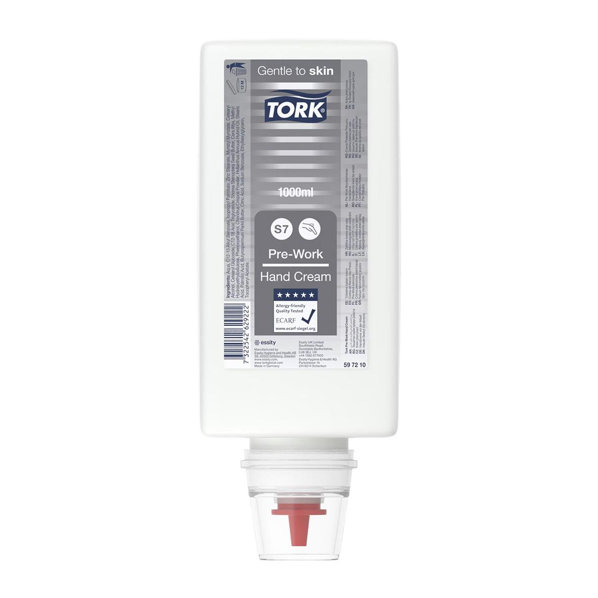 Handkräm Tork Industri Pre-Work S7 1000ml i vit pumpflaska