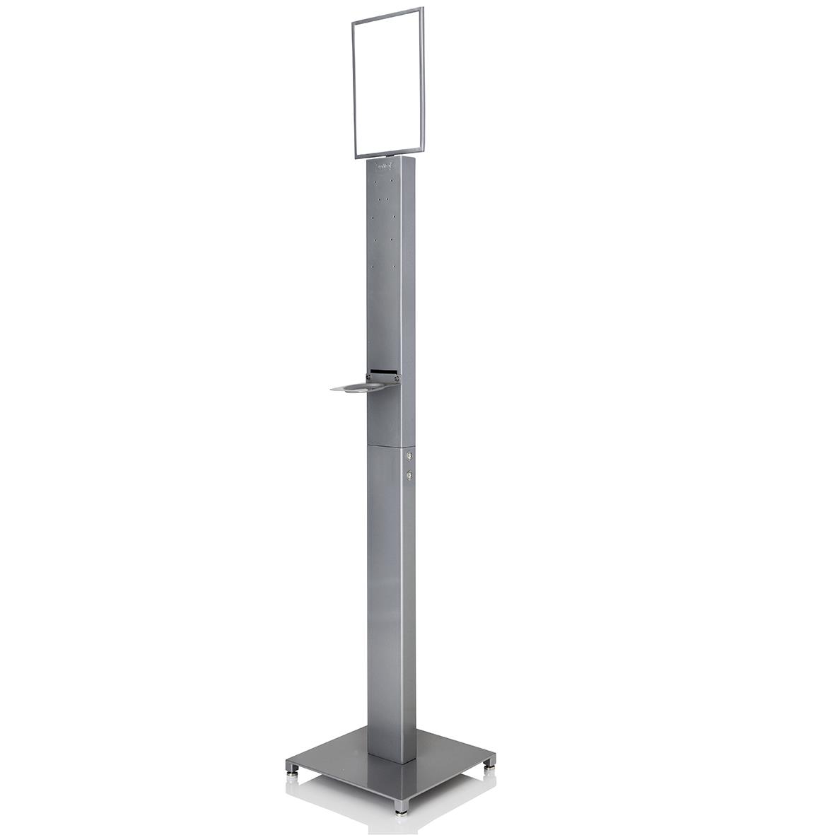 Golvstativ DAX utan dispenser, stående med skylt och hyllor i metall