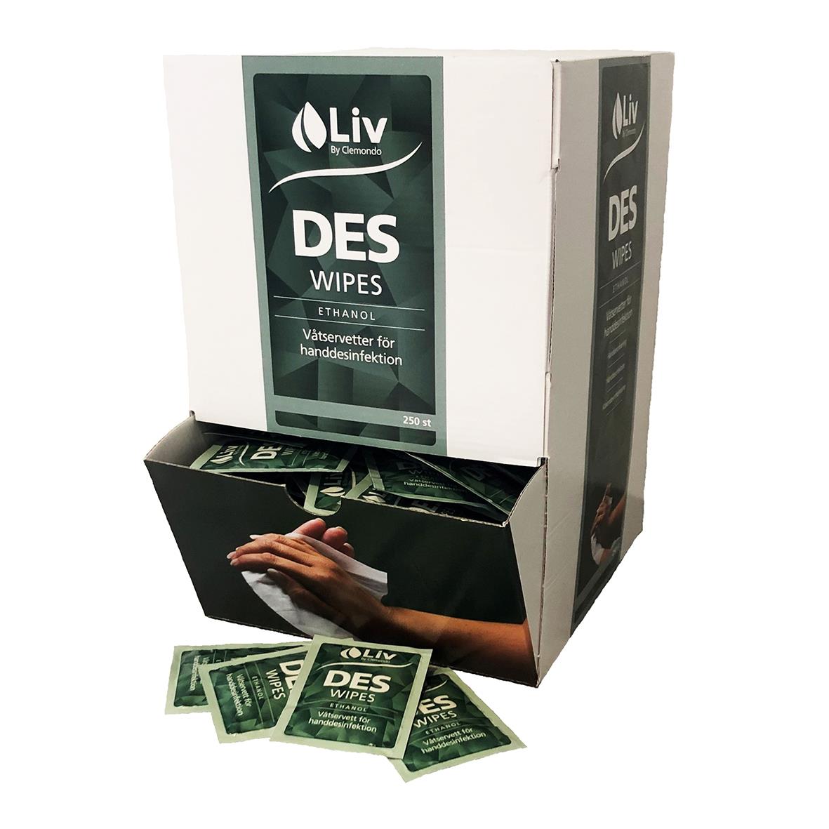 Box med handdesinfektionsservetter Liv Des 75, 215x163mm, för handdesinfektion