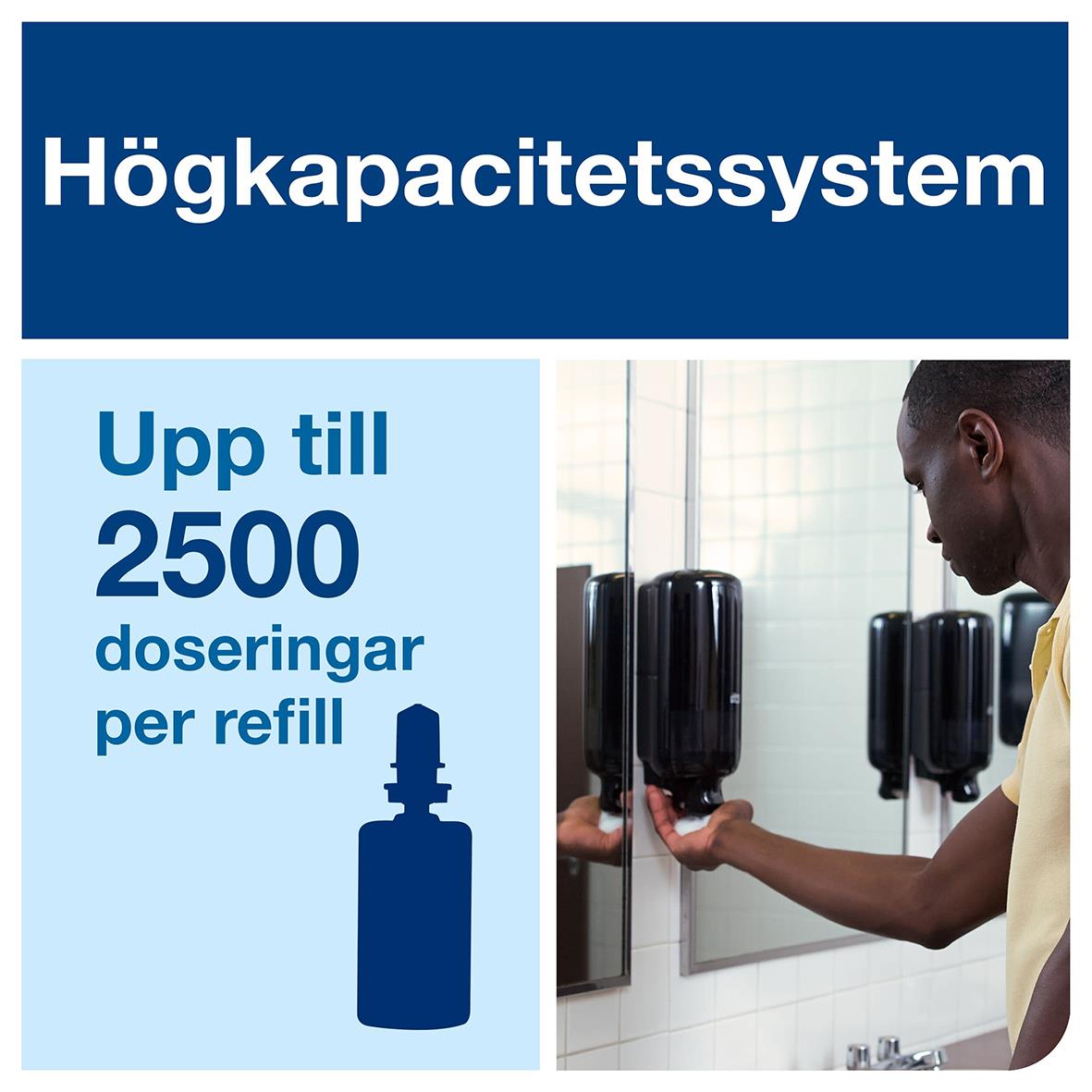 Dispenser Tork S4 Skum Plast Svart högkapacitetssystem för upp till 2500 doseringar per refill
