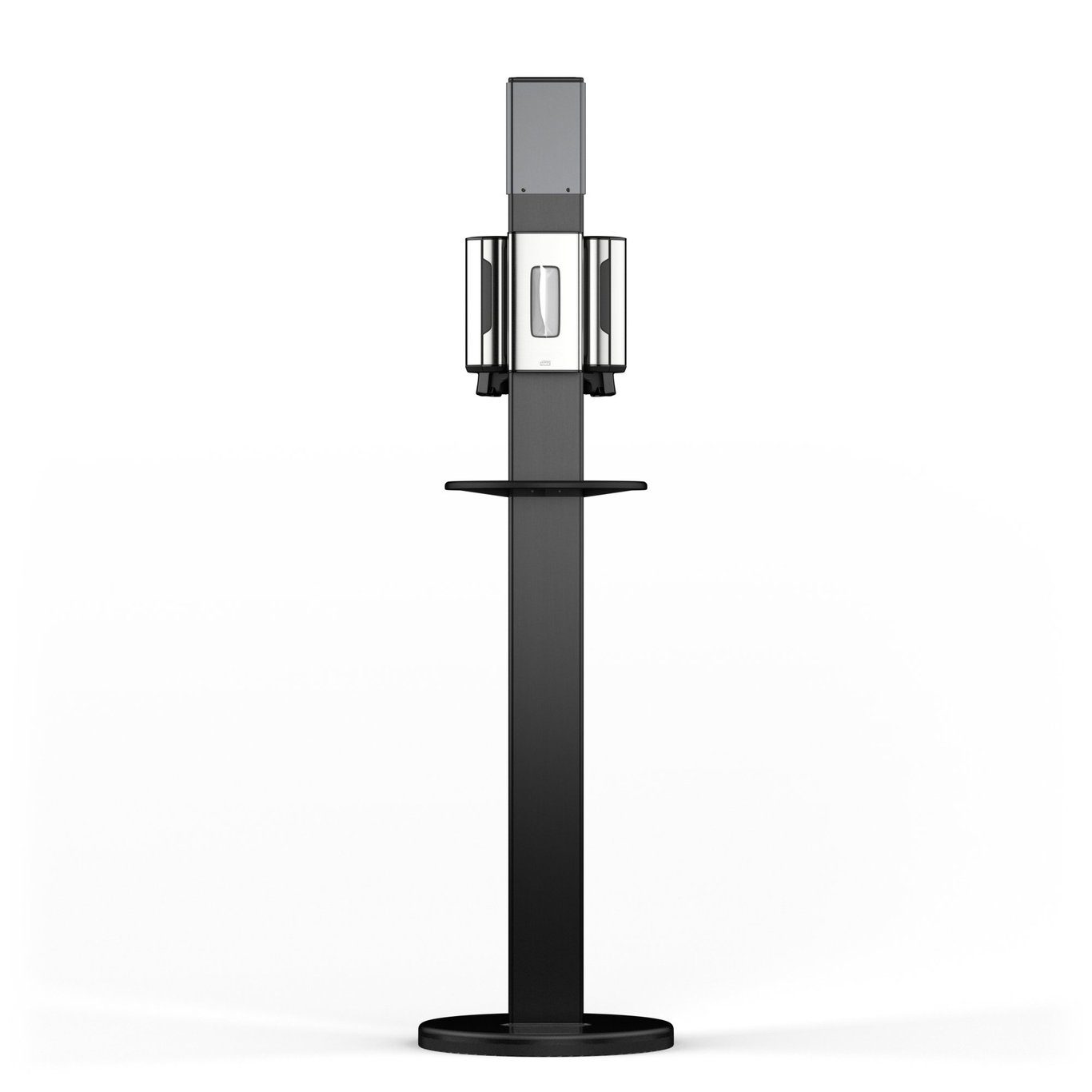 Golvstativ Tork utan dispenser, tresidigt, svart stång och bas