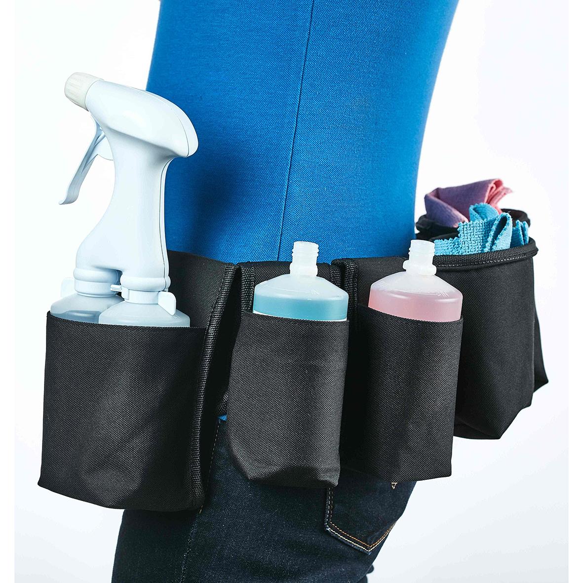 Rengöringsbälte med sprayflaska och rengöringsmedel för snabb och enkel städning