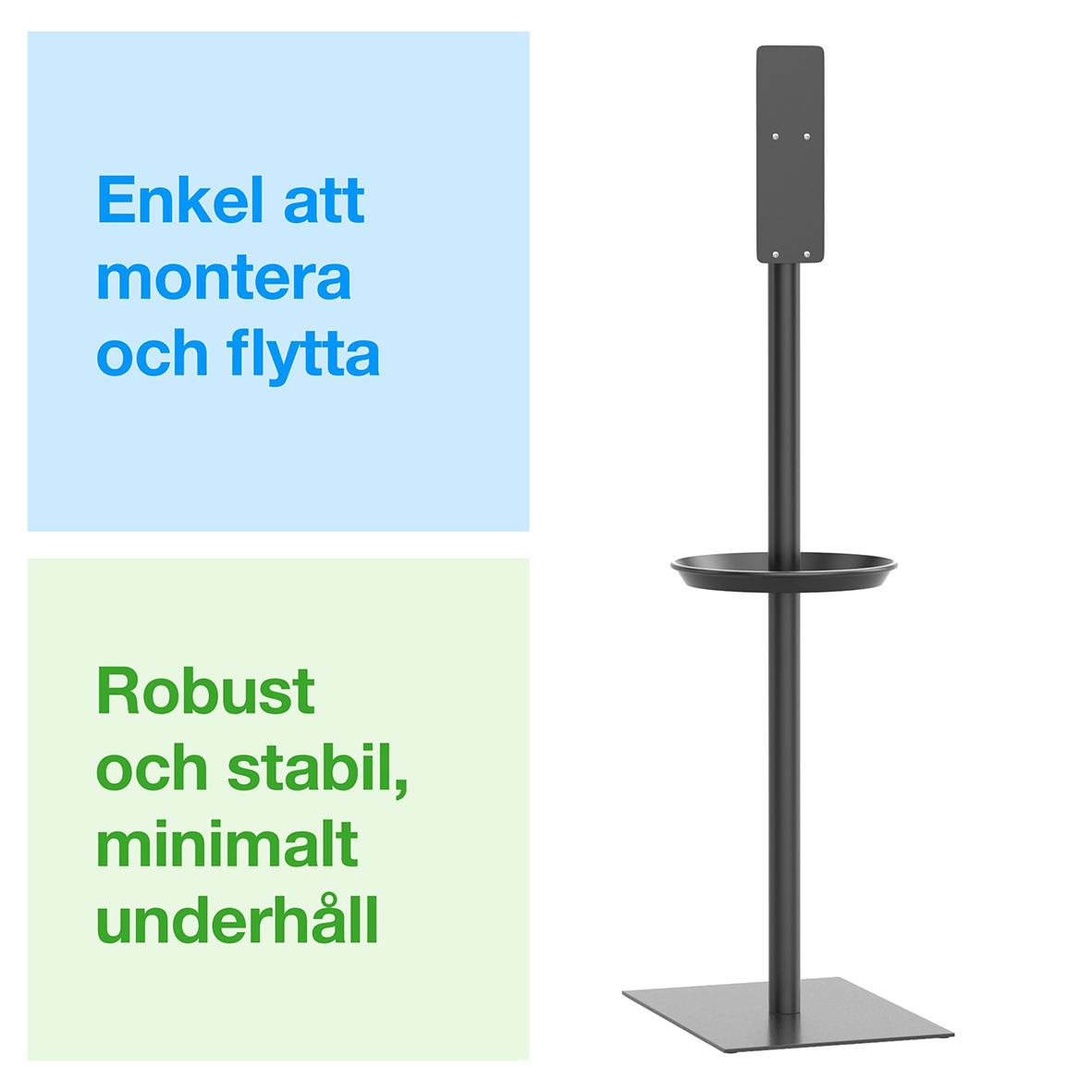 Golvstativ Tork utan dispenser med rund stolpe, lätt att montera och flytta, robust, stabilt och kräver minimalt underhåll