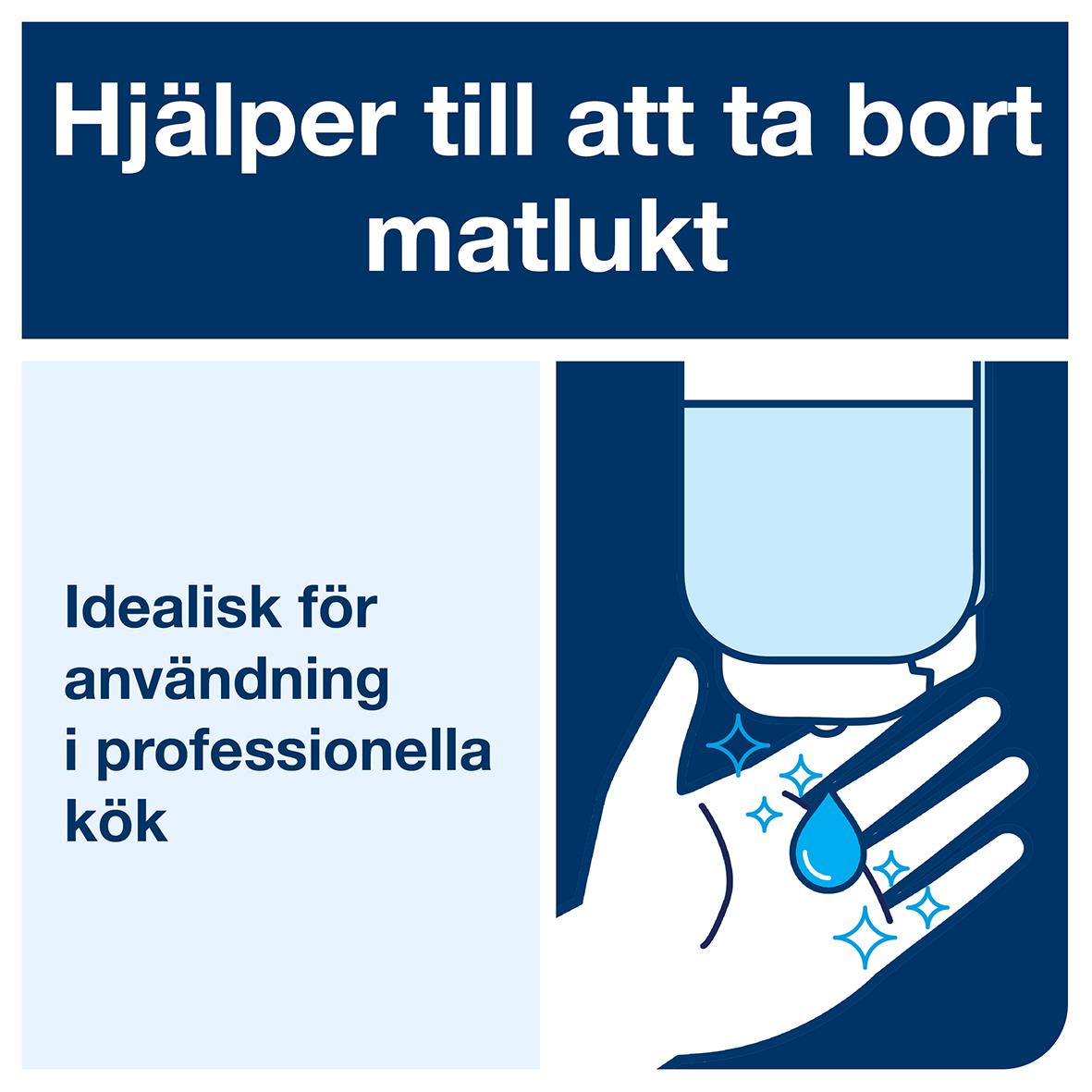 Flytande handtvål Tork S4 Odor-Control 1L för professionell användning, hjälper till att ta bort matlukt