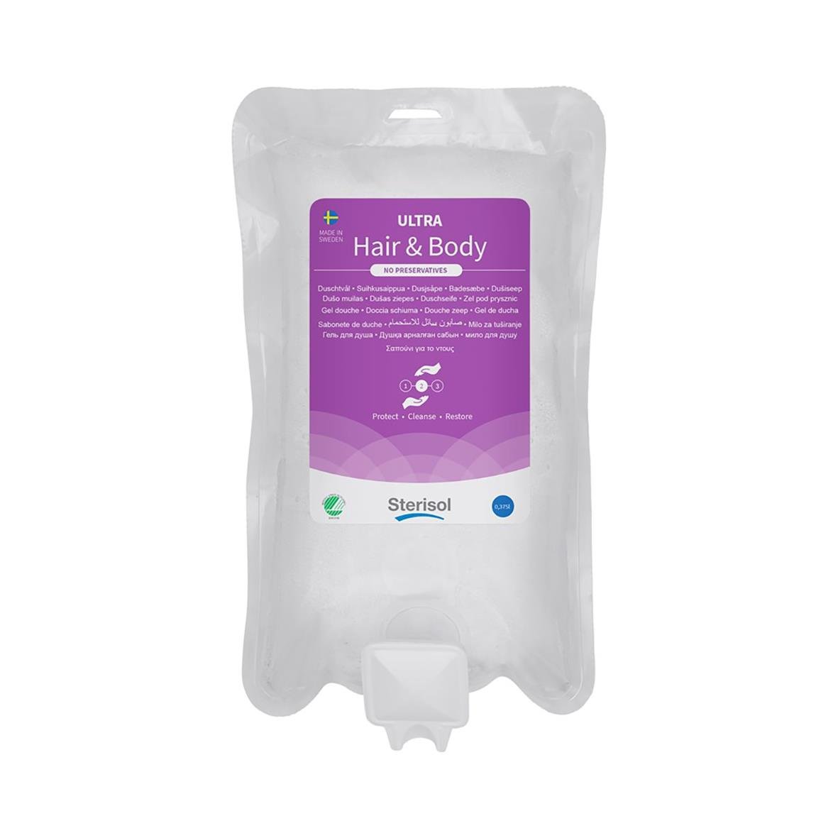 Sterisol Ultra Hair & Body parfymfri 375ml i påse