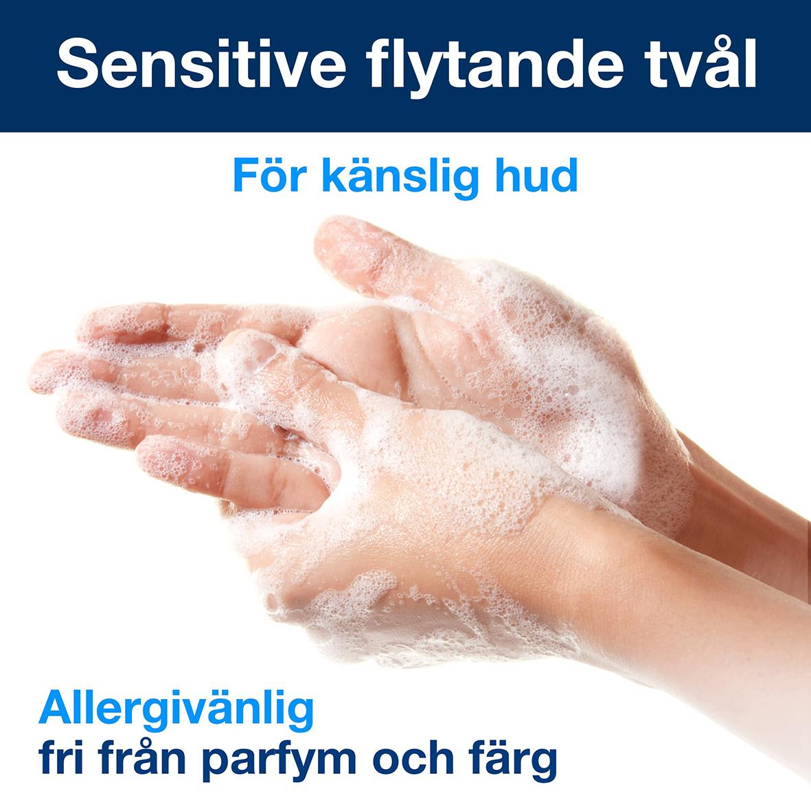 Flytande tvål för känslig hud, parfymfri, 1L, mild och allergivänlig