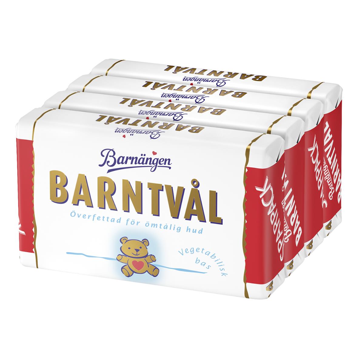 Barnängen Barntvål 85g för barn, överfettad för känslig hud, med bild av en liten björn