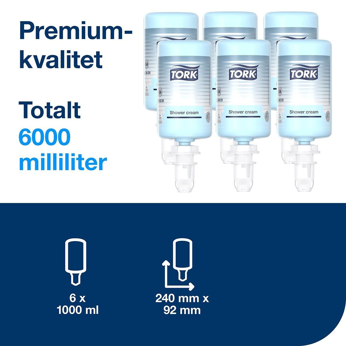 Tork schampo/duschkräm 1L, parfymdoft, 6000 ml totalt, tre flaskor
