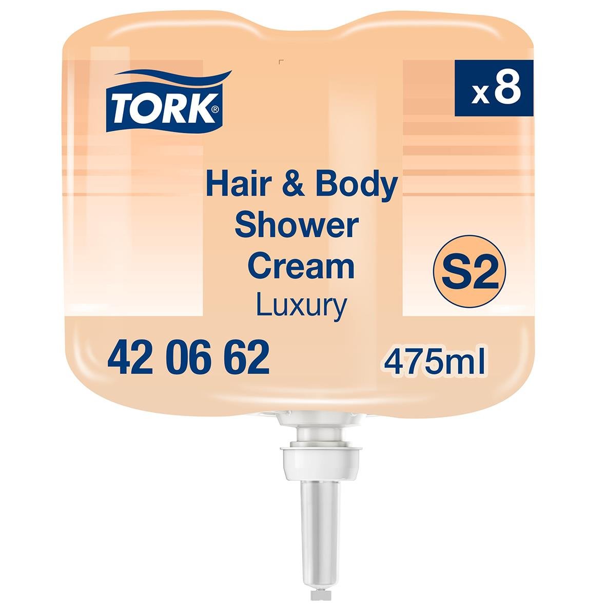 Tork S2 Luxury schampo/duschkräm 475ml för hår och kropp, 8-pack