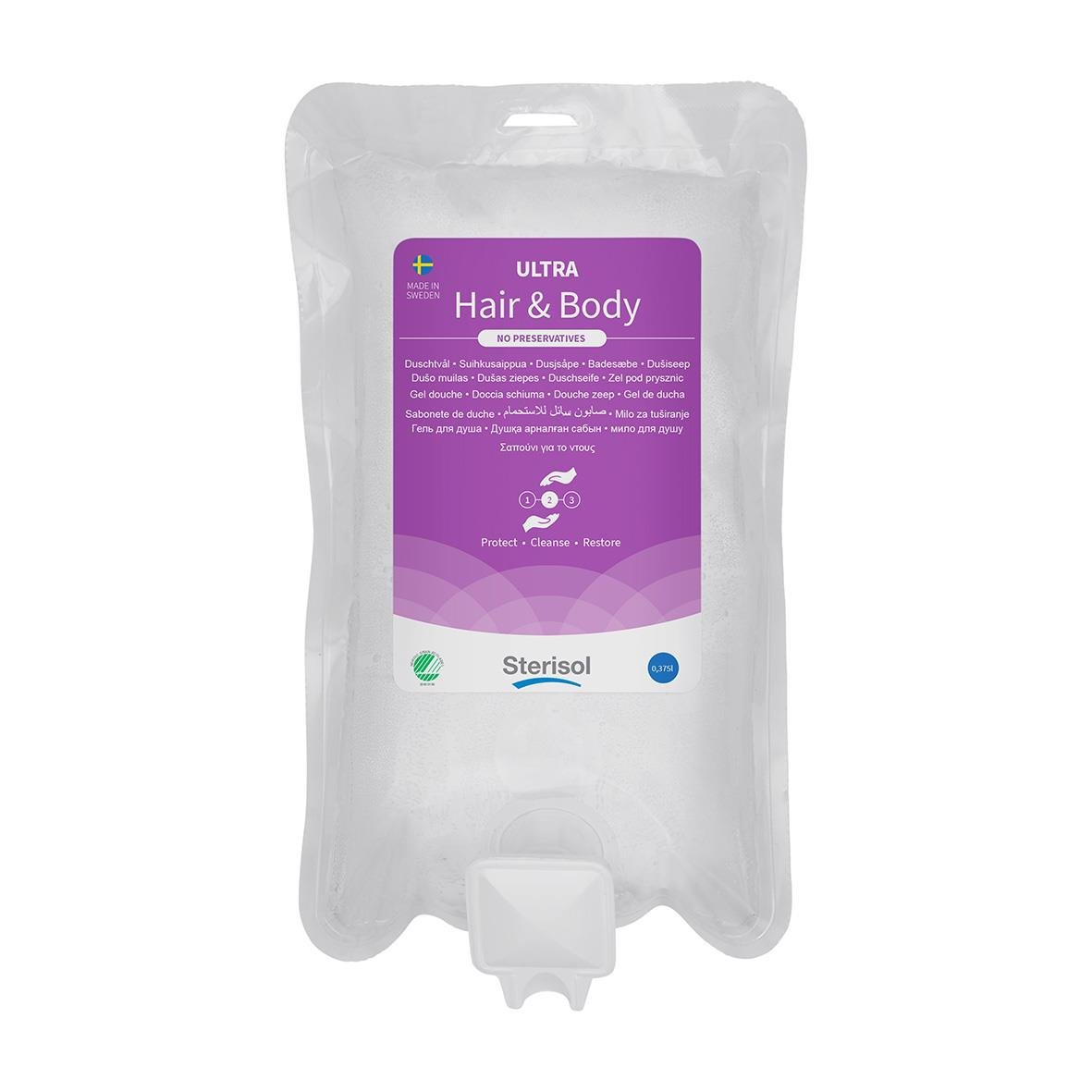 Sterisol Ultra 375ml schampo/dusch för hår och kropp i påse
