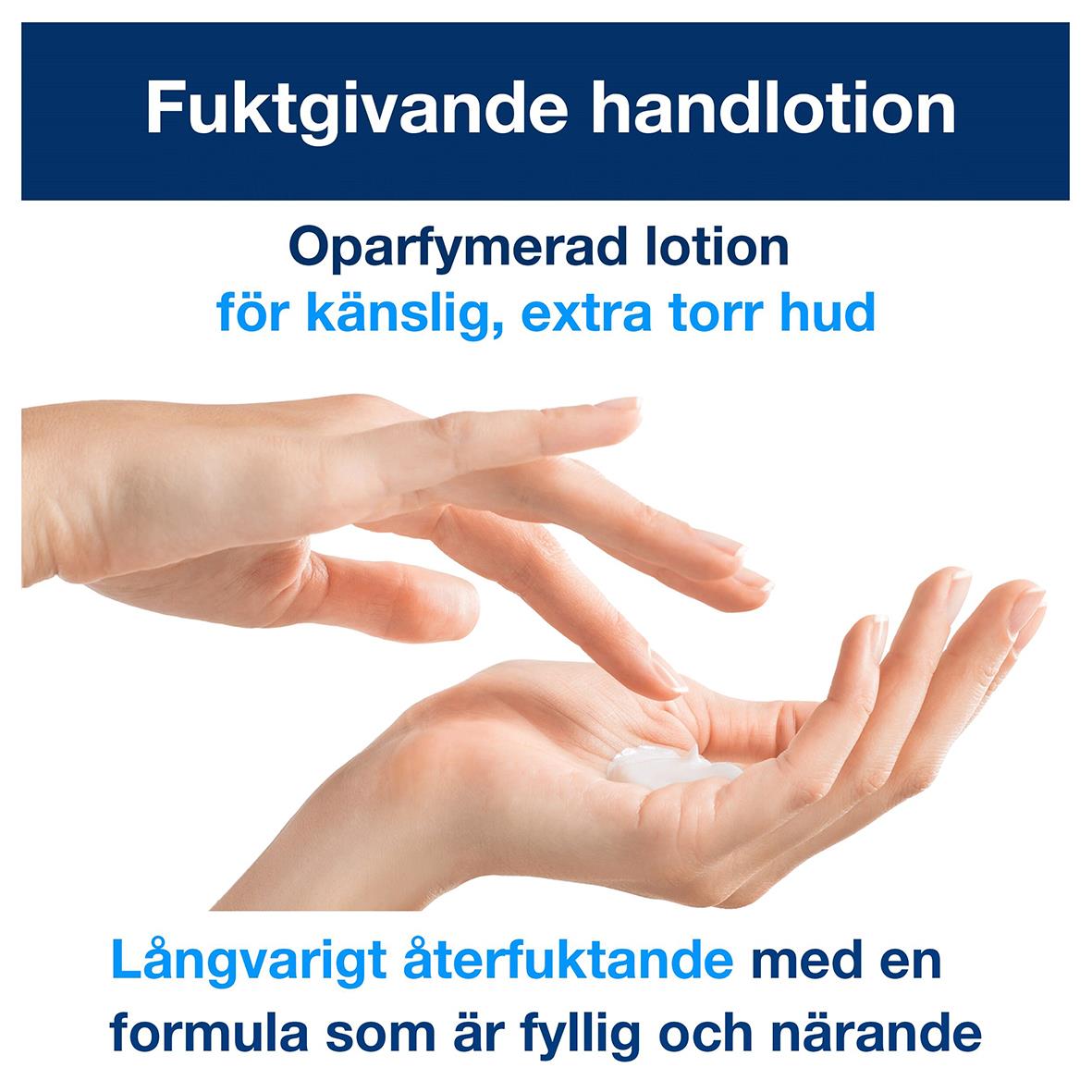 Handkräm Tork Sensitive Moisturizing 75ml för känslig, extra torr hud, långvarigt återfuktande, oparfymerad lotion