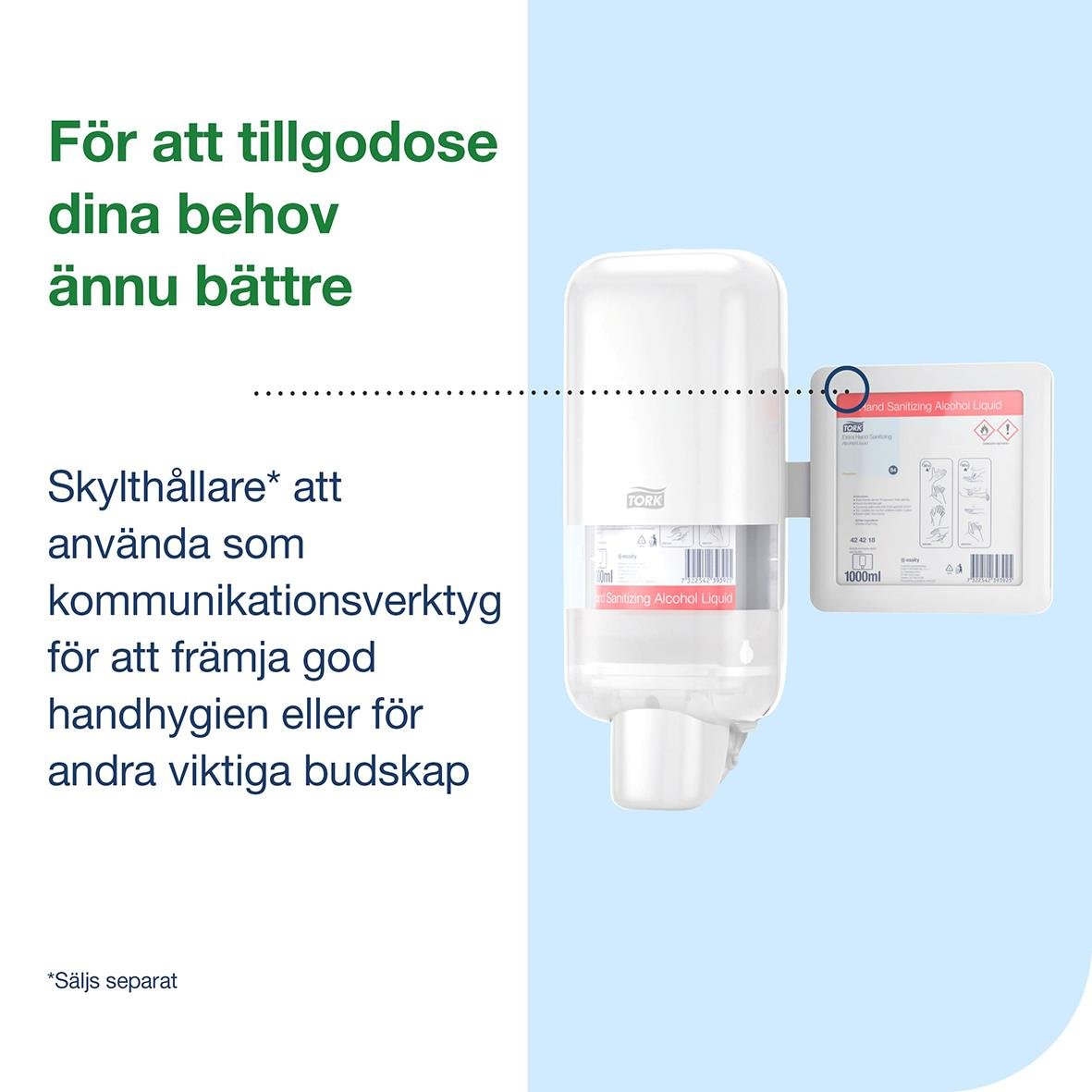 Vitt Tork S4 plastdispenser för handhygien och kommunikationsverktyg