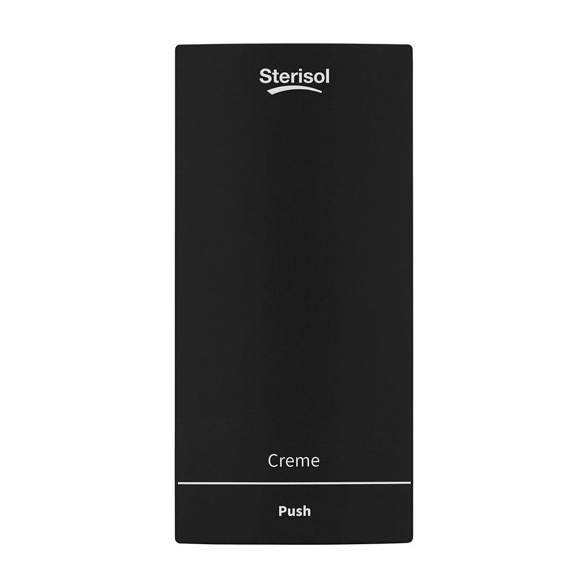 Svart dispenser för hudkräm med Sterisol och push-funktion, 375 ml