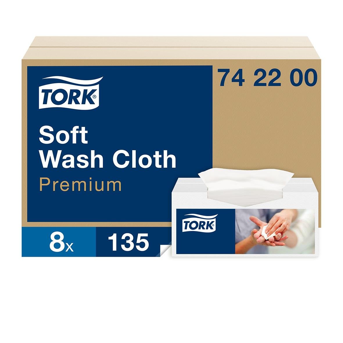 Vit tvättlapp Tork Premium 1-lag 30x32cm i förpackning med 8 stycken