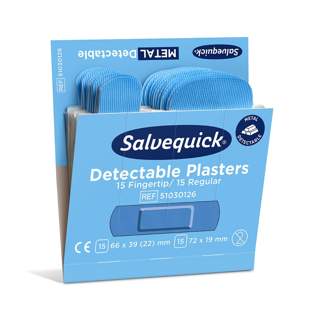 Blå plåster Salvequick Detectable Refill 30 st i förpackning