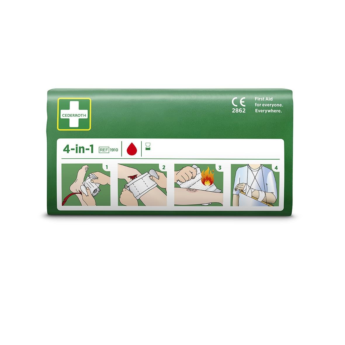 Blodstoppare Cederroth 4-in-1 Refill för första hjälpen, innehåller fyra steg för att stoppa blödningar