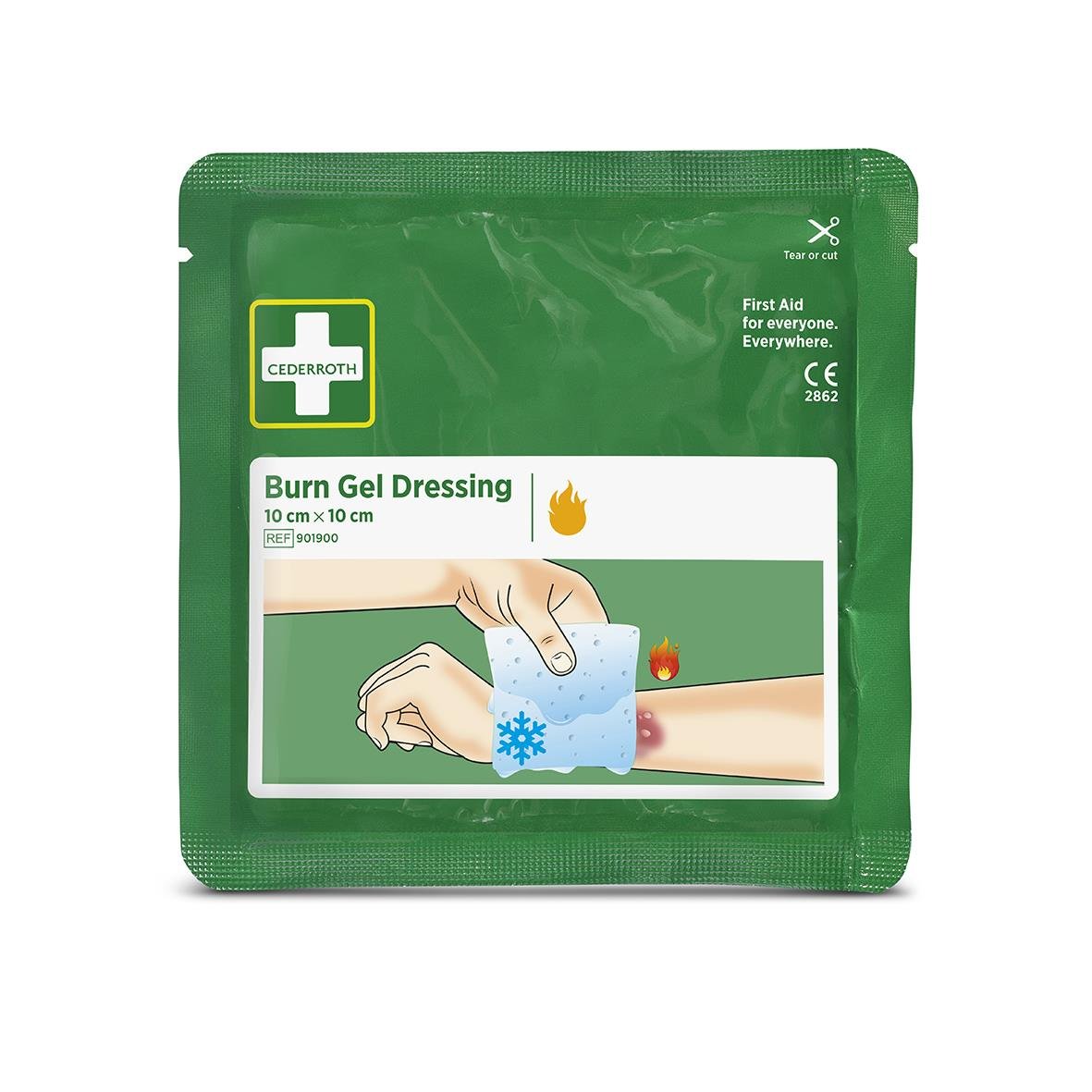 Brännskadekompress Cederroth Refill 10x10cm i grönt för första hjälpen vid brännskador